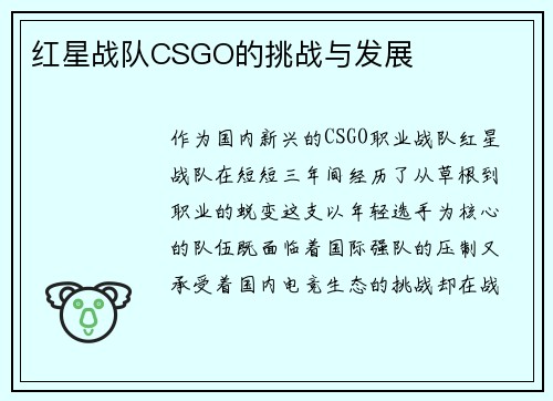 红星战队CSGO的挑战与发展